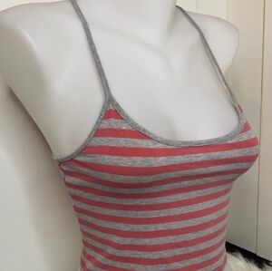 Garage Pink and Gray Striped Tank Top
